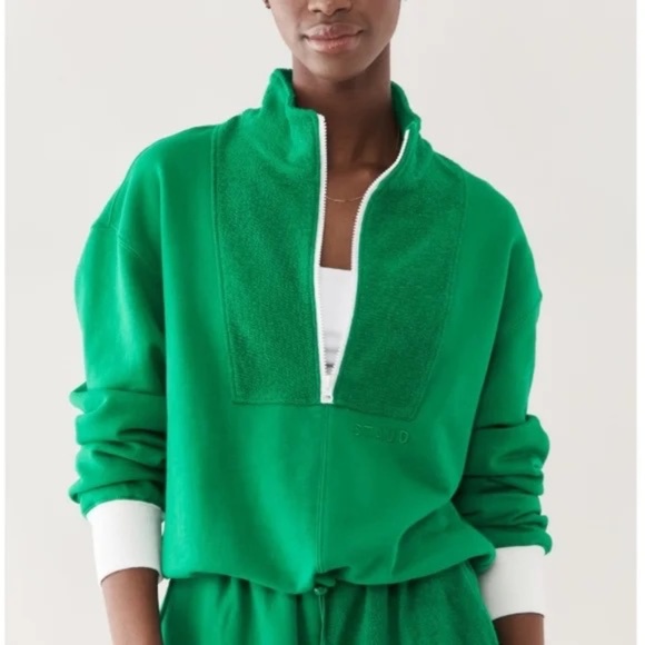 STAUD Tops - STAUD Half Zip Up Sweatshirt French Terry Clover Green S